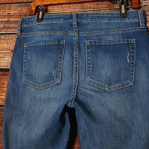 GAP Jeans 29 8 Legging Skimmer Ankle Distressed Shark Bite Raw Hem Striped - Picture 5 of 9